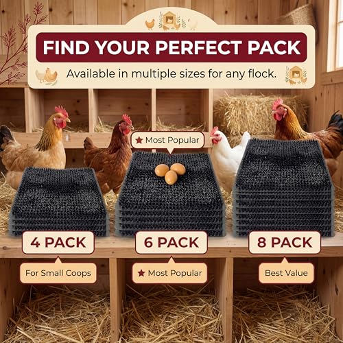 6 Pack Ultra Soft Washable Chicken Nesting Pads for Chicken Coop — Premium Food Grade Mats — 100% BPA Free — Durable & Easy to Clean Reusable Nesting Pads - size: 6 Pack