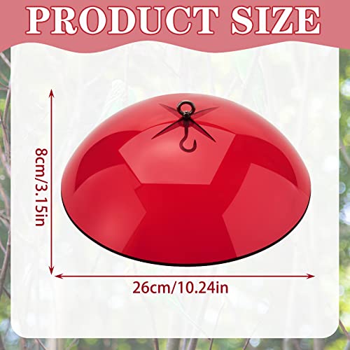 2 Pcs 10 Inch Squirrel Baffles Plastic Bird Feeders Protective Cover Dome Rain Proof with Hooks for Hanging Bird Seed Covers Rain Guards(Clear, Red) - color: Clear, Red