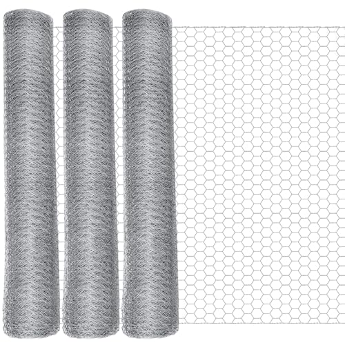 GlikCeil 36 in x 300 ft Chicken Wire Mesh Fencing for Floral Garden, 23 Gauge Silver Galvanized Steel Wire, 1 Inch Hexagonal Hardware Cloth Netting for Farm Crafts Poultry Coop Barrier Rabbit Cage - color: Silver, size: 36 in x 300 ft