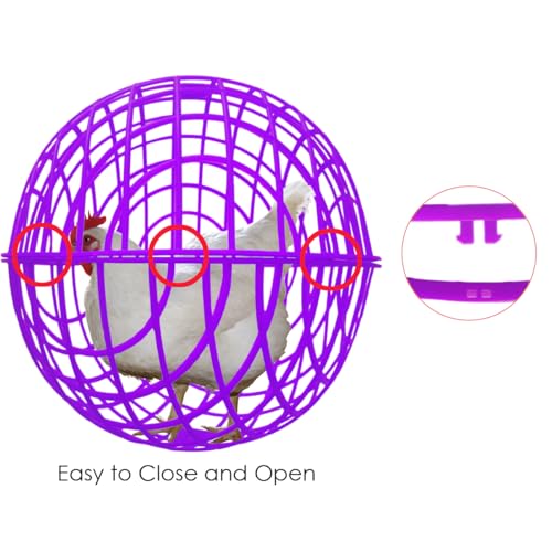 15.7" Ball-Shaped Movable Chicken Coop,Pigeon Rabbit Duck Safe Walking Net,Preventing Trampled by Horse,Predation by Eagles,Dog Bites.Pet Removable Prevent Harassment Safety Hutch - color: Purple