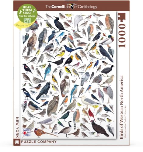 New York Puzzle Company - Cornell Lab Birds of Western North America - 1000 Piece Jigsaw Puzzle for Adults by Pedro Fernandes - color: Birds of Western North America 1000 Piece