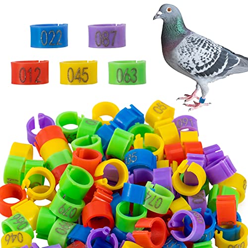 MEWTOGO 0.3in 100 Pcs Numbered Bird Pigeons Leg Identification Bands | Openable Reusable Readable 1-100 Poultry Leg Rings for Bantam Finch Dove Lovebird Coturnix Quail - size: 0.3in