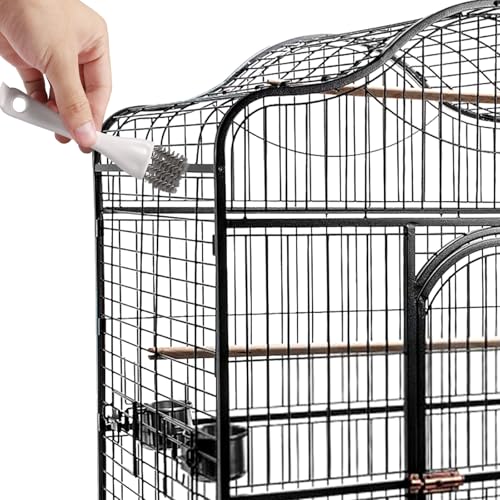 3pcs Bird Cage Brush Cleaner, Stainless Steel Bird Cleaning Brush Durable Droppings Removal Tool for Pet Parrot Fowl Cage Remover Cleaning Accessory
