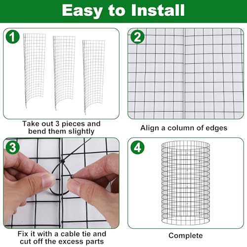 winemana 12 Set Garden Plant Protector Cage,36 Pcs 16x12 in Metal Wire Protectors for Plants Protection Cages with Stakes Ties Animals Barrier to Keep Rabbit Chicken Away from Flower Vegetables(Black) - color: Black, size: 16 IN x12 IN