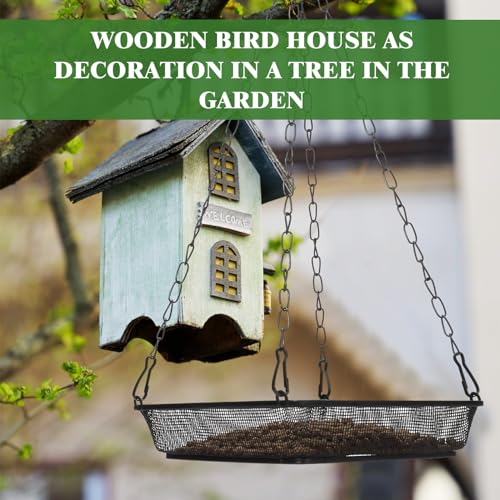 4 Pieces Hanging Bird Feeder Tray Platform Metal Mesh Feeder Seed Platform for Bird Feeding Outside Outdoors Wild House Hanging for Attracting Birds, Black(Square) - style: Square