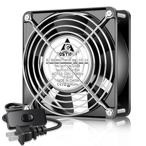 GDSTIME AXIAL 12038 Muffin Fan, 120V AC 120mm x 38mm, Dual Ball Bearing | 110V 115V, 120x120x38mm, Aluminum Frame, High Speed, for Generator Box, Air Hockey Table Cooling Ventilation Exhaust - size: 120x120x38mm