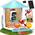 birdsnap® TUC Bird Feeder with Camera Solar Powered 2K Video with 32GB Card | AI Bird Species Identification, Squirrel-Proof, IP65 Waterproof, Outdoor Wireless, 2.4G WiFi, Gift for Mom Dad Bird Lovers - color: Light Blue