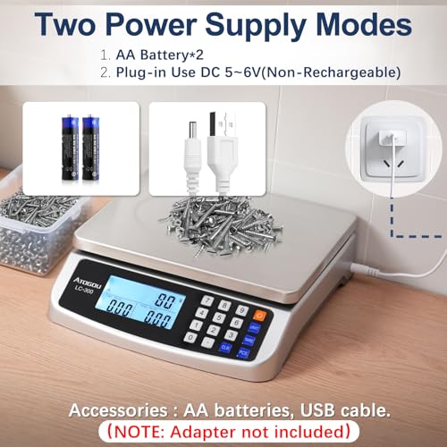 Atogou 66lb Food Scale, Commercial Kitchen Scale with Price Computing | Plug-in Usable, 0.05oz/1g Increment, 304 Stainless Steel, for Cooking, Vegetables, Farm, Industry, Counting. LC300 Silver - style: Silver 66lb/30kg