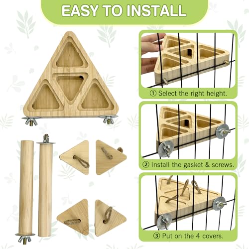 Fhiny Wooden Bird Foraging Toys, Interactive Parrot Puzzle Toys with Perches Stand for Cage Bird Chewing Toys Birdcage Accessories for Parakeets Cockatiels Parrots Love Birds Conures Finches