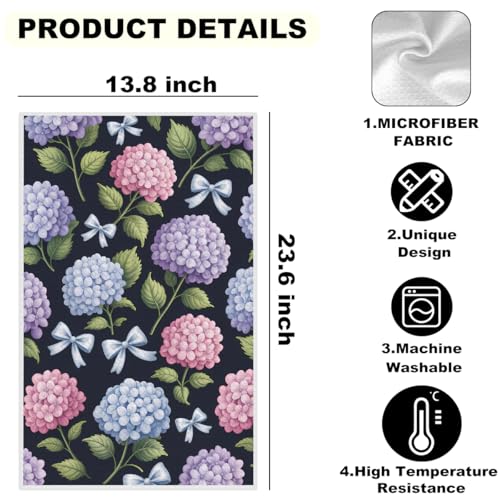 2 Pcs Artistic Hydrangea Kitchen Towels Decorative Hand Towels 02 | Waffle Soft Tea Towel for Home, Bathroom, Absorbent Microfiber Dish Cloth, Housewarming Gifts for Women, Mom - color: Multi 1212