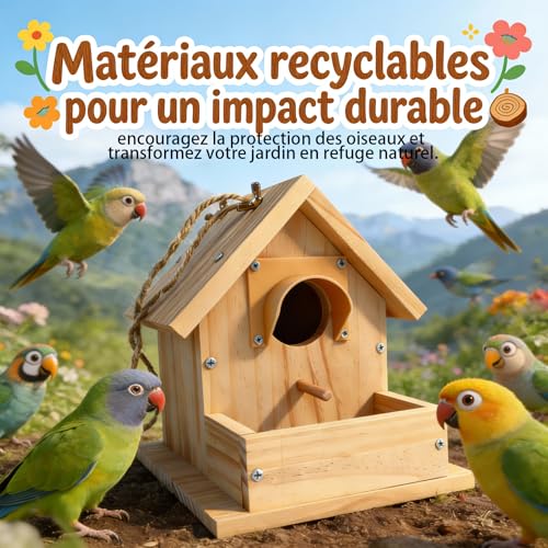 Bluebird Houses for Outside with Pole, Cedar Wooden Bird Houses to Paint for Finch Bluebird Cardinals, Hanging Birdhouses W/Rain Awning Kits for Outdoors (DIY Detachable, 2 Pack) - style: 2pcs Bird House