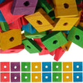 GANAZONO 100Pcs Parrot Wood Blocks Toys Wooden Blocks Bird Chewing Toy Bird Bite Toys Mini Wood Chips DIY Craft for Parrot Playing Chewing | 100Pcs Safe Bite Toy for Small Birds Teething Grinding Fun Mixed Colors for Cockatiels Parakeets and Conures