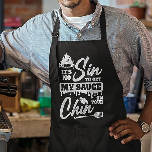 SANDJEST Funny Mens Aprons with Pockets for BBQ Grilling Cooking Grandpa Husband Apron for Birthday Christmas Father's Day - color: Cooking Lover 3
