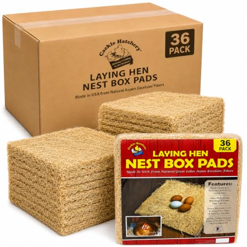 Laying Hen Nest Box Pads Made in USA from Sustainable Aspen Exceslior - 13x13 Nesting Box Liners (36 Pack) - size: 36 Pack