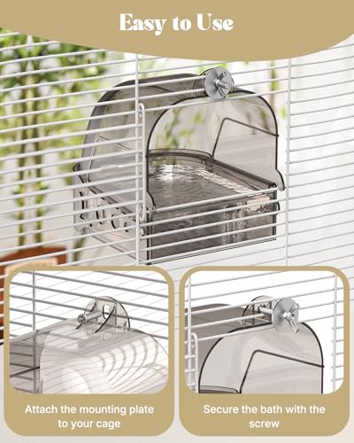 Pawfly Bird Bath for Cage, Parakeet Bath, Parakeet Bird Bath, Bird Cage Bath for Feeding & Resting, Acrylic Bathtub Box for Parrot, Cockatiel, Budgie, Canary Lovebird & Finch