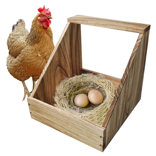 Wooden Chicken Nesting Box,Single Compartment Chickens Nest Box Easy Assembly Large Duty Hen Egg Laying Boxes Chicken Coop Accessories for Hens Ducks Poultry Farm