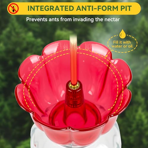 Hummingbird Feeder for Outdoors Hanging, 8.3OZ Plastic Humming Bird Feeders with 5 Bee Guard Feeding Ports & Built-in Ant Moat,Hummingbird Gifts for Mom Bird Feeder for Outside,Garden Décor,2 Pack
