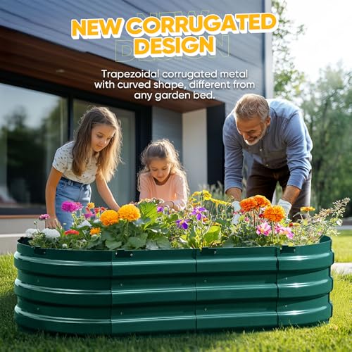King Bird Raised Garden Bed Kit 10-Minute Assembly 47x24x12 in | Galvanized Planter Box Outdoor for Gardening, Vegetables, Flowers, Green - color: Green, size: 47X24X12 in