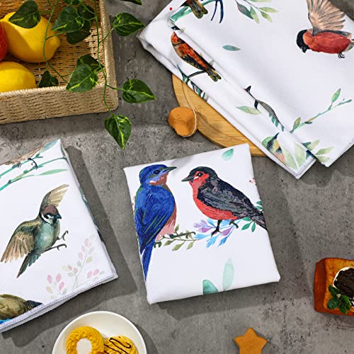 Frienda 4 Pcs Cardinal Kitchen Towels Decorative Dish Hand Towels 24 x 16 Inch Bathroom Cloth Set with Hanging Loop Absorbent for Spring Summer Farmhuose Home Kitchen Decor Gift
