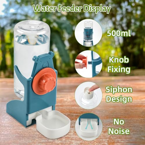 Rypet No-Mess Bird Feeder and Water Dispenser Set for Small Birds | Automatic Bird Feeder, Transparent Acrylic Food Container, Helps Reduce Seed Scatter, for Parakeet Cockatiel Parrot Canary - color: A80 Green Feeder + Drinking Bottle