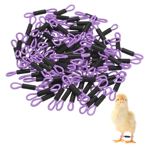 M METERXITY 100-Pack Adjustable Chick Leg Bands, 1.38" x 0.2" Polyester Chicken Leg Brace for Chicks/Ducks/Birds [Purple] Poultry Leg Bands - color: Purple