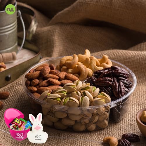 NUT CRAVINGS Gourmet Collection - Easter Treats, Candies & Dried Fruit Nuts Gift Basket with Happy Easter Ribbon, Candy Filled Egg + Bunny (4 Piece Assortment) - style: 1. Easter Nut Gift Box - (4 Piece Assortment)