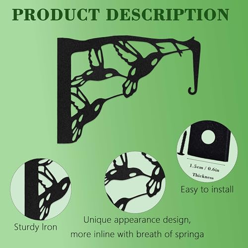 Hummingbird Plant Hanger Wall Hook, Metal Bird Feeder Hanger for Outdoors/Indoor, Plant Wall Hanger Bracket Holder, Window Plant & Wind Chime Hanger, Staghorn Fern, Patio Garden Home Decor - color: Hummingbird