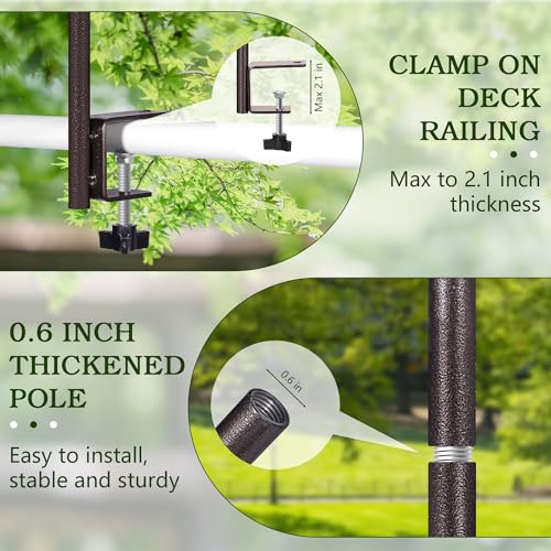 YINGYM Deck Bird Feeder Pole with Bird Bath, Two Adjustable Branches | 42 Inch Porch Multi-Hook Bird Feeder Hanging Kit for Outside Bird Feeder and Plant Hangers - size: 42 Inches without Squirrel Baffle