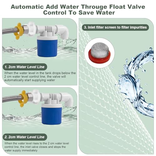 Automatic Chicken Waterer, Float-Controlled Chicken Water Feeder, Large Watering System with 60 Inch Water Hose (One End 3/4''), Poultry Waterer for Duck Quail Turkey Chick (2 Gallons, Red) - color: Red
