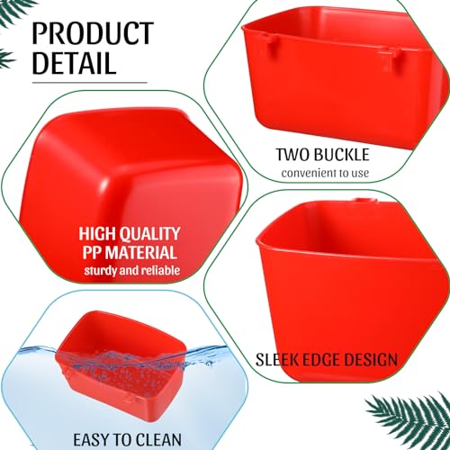 Zhehao 20 Pcs Bird Cage Cups Chicken Feeder Waterer Cups 18 oz Pigeon Feeder Plastic Poultry Wire Cage Hanging Chicken Water Bowl for Pet Bunny Poultry(Red) - color: Red