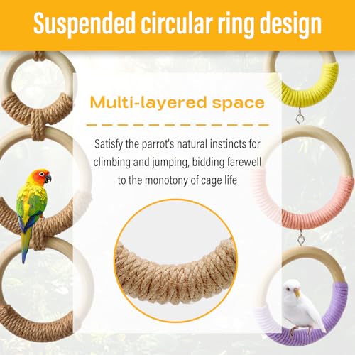 3-Ring Bird Swing Toy,Bird Swing for Cage,Hanging Bird Rope Perch Toy,for Parakeets, Lovebirds, Cockatiels, Sugar Glider Toys and Cage Accessories(XGjute) - color: XGjute