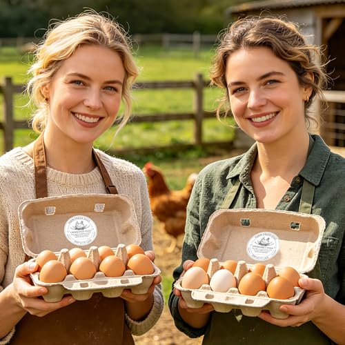 Farm Fresh Eggs Carton Labels Stickers - 500 Count Unwashed Eggs Packaging Adhesive Round Decal Roll, Market Egg Handling Sticker Collected Date for Chicken Quail Duck (2 x 2 Inch, White) - color: Eggs White
