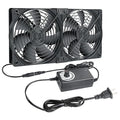 2 x 120mm 240mm Computer Fan with AC Plug, 110V - 240V AC Powered Fan with Variable Speed Controller for Receiver Cabinet Chassis Machine Server Workstation Cooling - size: 9.5x4.7x1.0in