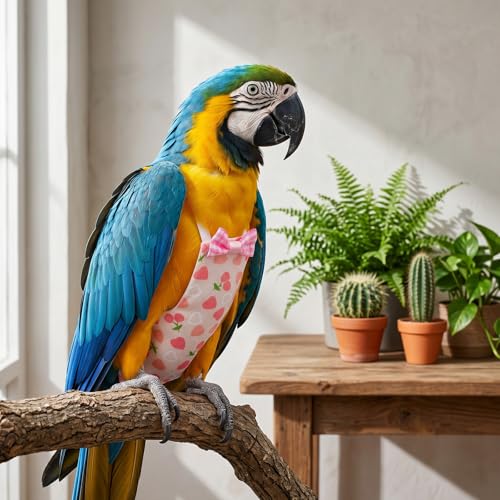 4 PCS Bird Diaper Reusable Parrot Diaper for Parakeet Cockatiel Mini Macaw Budgie Canary Indoor Outdoor (M)