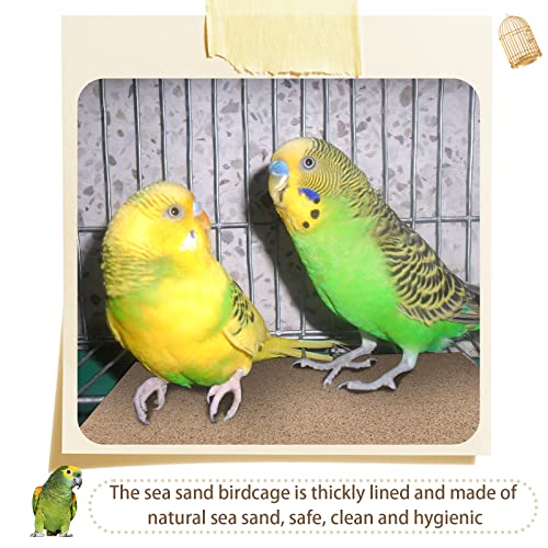 Fabbay 100 Pcs Gravel Paper for Bird Cage Gravel Liner Paper Pet Sandpaper Special for Bird Cage in Sea Sand, Easy Clean Pet Sandpaper Calcium Paper for Birdcage Parrots Cockatiels(11 x 17 Inch)