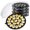 Shellwei 5 Pack Extra Large Deviled Egg Containers with Lids | Holds 110 Eggs Total (22 Each), Disposable Deviled Egg Tray Stackable Platters Trays for Party, Picnic & Fridge Storage - style: 22 Each