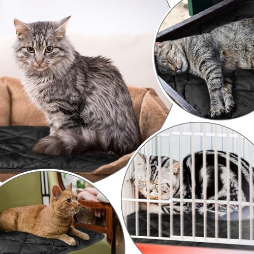 4 Pack Self Heating Cat Pad Self Warming Dog Mat Reflects Body Heat Extra Warm Thermal Pet Pad Washable Dog Cat Bed Crate Bed Mat Blanket(Black,16 x 20 Inch) - color: Black, size: 16 x 20 Inch