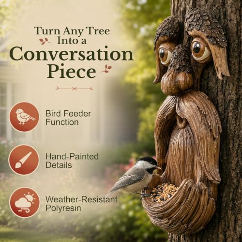 Tree Face, Tree Faces Outdoor, Tree Art, Tree Decorations Outdoor, Tree Faces, Tree Stump Decor, Face for Tree Trunk, Outdoor Tree Decorations, Tree face Decor, Tree Faces Decor Outdoor, Tree Eyes - style: Tree Face bird feeder 1