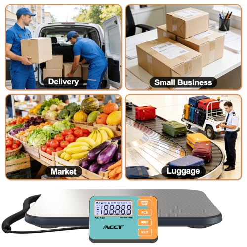 Shipping Scale, 440 lbs / 0.01 KG high-Precision Digital Postal Scale | with LCD display, hold/tare/count/unit switch functions, suitable for packages, luggage, and mail warehouse shipping scales