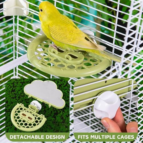 septillar Bird Mirror with Perch Stand, Bird Toys for Parakeet Cockatiel Conure Lovebirds Finch Canaries (Green) - color: Green