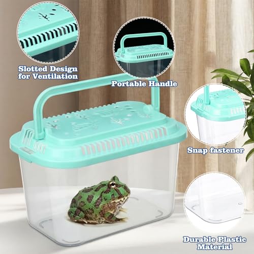 Leinuosen 24 Pcs Plastic Reptile Terrariums Carrier Cage Small Fish Transport Container with Handle Tarantula Enclosure Snake Breeding Box Hatching Container Clear Tank Aquarium for Crab Turtle
