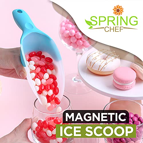 Spring Chef Magnetic Ice Scoop for Freezer, BPA-Free Food Scooper, Aqua Sky | Flexi-Plastic BPA-Free Popcorn Scoop with Soft Grip Handle - Dishwasher Safe Ice Scooper - Food Scooper for Flour, Pet Food - color: Blue (Aqua Sky)