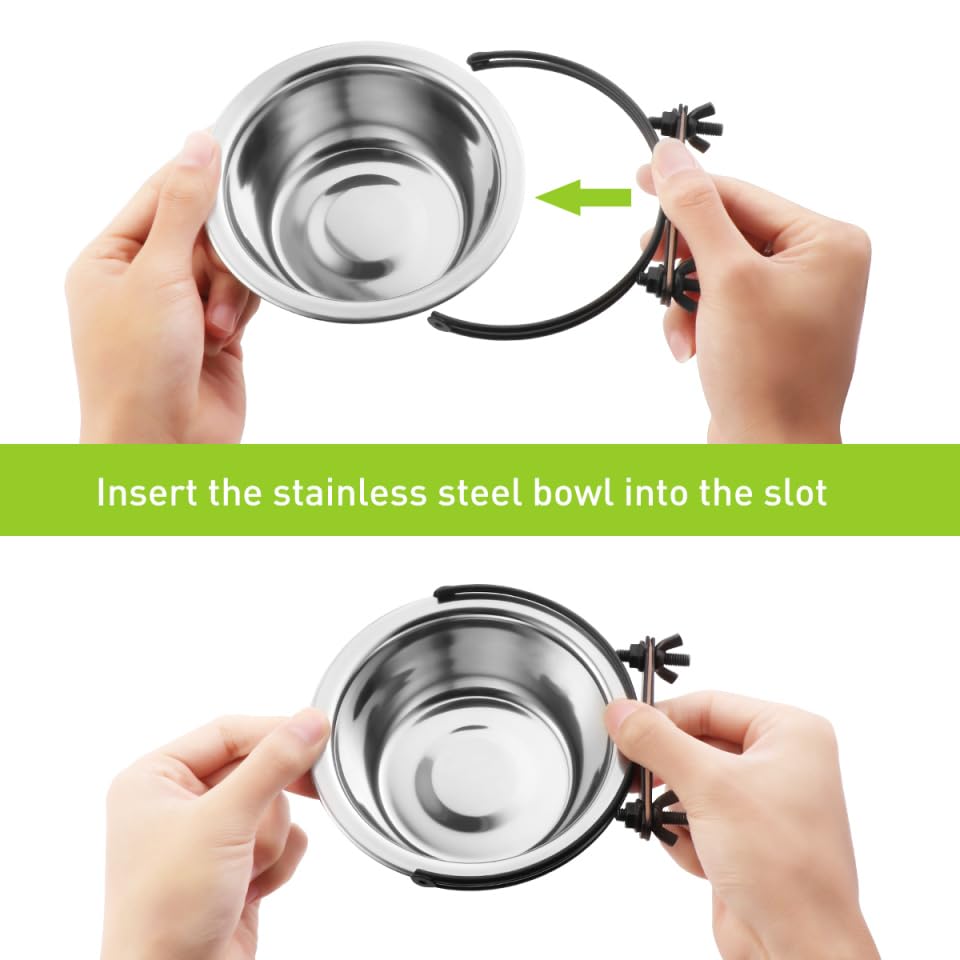 Small Bird Feeding Dish Cups 3.1In 12oz Stainless Steel Rust-Proof Parrot Cage Feeders with Clamp Holder Quick-Detach for Seed & Water, Fits Cockatiel Parakeet Macaw Finches Lovebirds