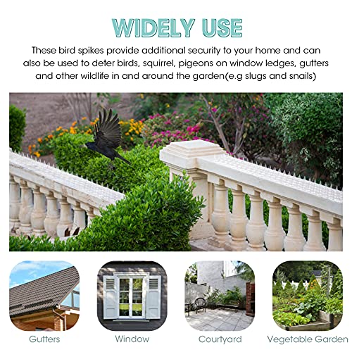 Touri 24 Pcs Clear Transparent PVC Bird Spike Strips | For Outside Fences And Roofs, Keep Birds Pigeons Cats Squirrels and Raccoons Away, Prevent Birds from Building Nest - size: 33.4 Feet