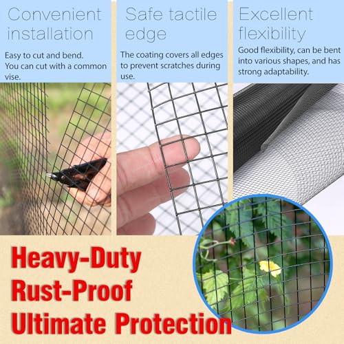 Hardware Cloth 1/2inx36inx100ft, Chicken Wire Fencing Welded Wire Mesh Vinyl PVC Coated Mesh Coop Garden Plant for Rabbit Snake Rodent Foxes Raccoons Poultry Netting Cage Farm Protection - color: Black, size: 1/2in 36in×100ft