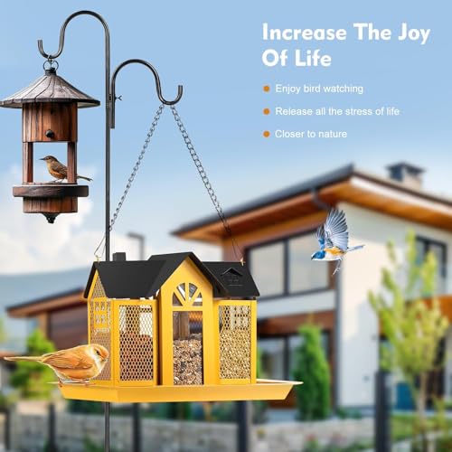 92 inch Double Sheperds Hooks for Outdoor, Adjustable Heavy Duty Bird Feeder Pole, Multi-Use Outdoor Hook for Plant Hangers, Weddings Decor, Solar Light Lanterns, Wind Chimes (1 Pack) - size: 92 in