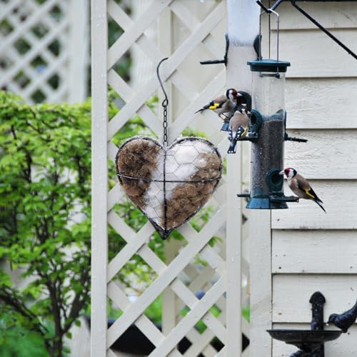 Handmade Alpaca Fiber Bird Nesting Heart, Birds Nests Material Holder, with Refillable Natural Nesting Materials, for Bird Nesting - Outdoor Garden Dispenser & Nesting Material for Wild Birds