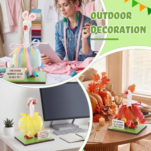 Relaxweex Magnetic Goose Key Holder Cute Resin Goose Statue with Mini Bow Tie Writable Interchangeable Signs Chalk for New Apartment Housewarming Gifts Office Table Desk Home Decor(Tutu Skirt) - style: Tutu Skirt