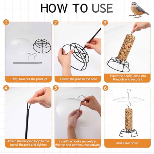 1 Pack Cylinder Bird Feeder Outdoor Metal Seed Cake Feeder with Clear Rain Proof Cover Hanging Chew-Proof Backyard Wild Bird Feeding Feeders for Outdoors Garden(Open Loop) - style: Open Loop