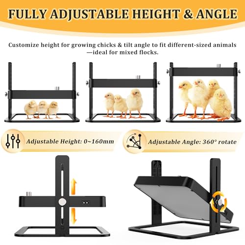 Upgraded Chicken Brooder Heating Plate with Adjustable Height & Angle, Thermostatic Control Chick Warmer Pad for Ducklings, Quail, and Birds (Temp-Adjust Brooder Heater) (Temp-Adjust)